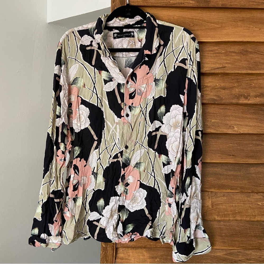 All Saints Floral Long Sleeve Shirt XXL